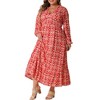 Agnes Orinda Women's Plus Size Boho Floral Deep V Neck Waist Wrap Long Sleeve Loose Maxi Dresses - 2 of 4