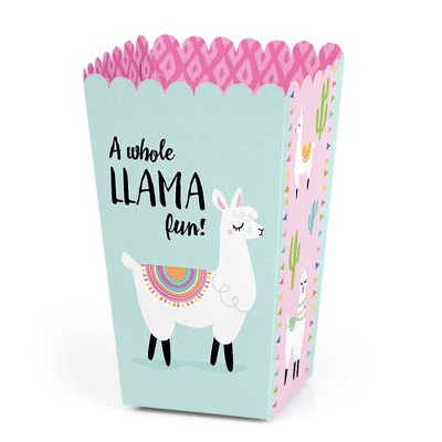 Big Dot of Happiness Whole Llama Fun - Llama Fiesta Baby Shower or Birthday Party Favor Popcorn Treat Boxes - Set of 12