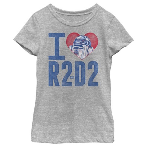 Girl\'s Star Wars I T-shirt Athletic : Love Large Target Heather - R2-d2 