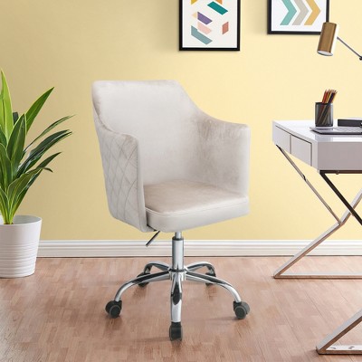 TiramisuBest Silver & Grey Velvet Swivel Office Chair with Casters