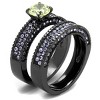 Slickblue Women's Interlocking Band Ring, Apple Green CZ, Light Black Finish, Stainless Steel, Sizes 5–10 - 4 of 4