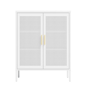 Storage 2 Adjustable Shelves and Feet Cold-Rolled Sideboard Furniture, Lockable Garage Cabinet, for Living Room Kitchen, White - 1 of 4