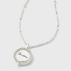Silver Plated Cubic Zirconia Heart Spinner Necklace - Silver - 2 of 4