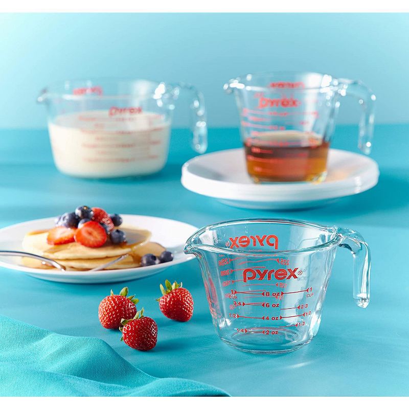 Pyrex Glass Measuring Cup Set (3-Piece, Microwave and Oven Safe),Clear, 2 of 6