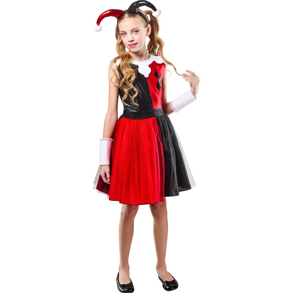 DC Comics Girls' Harley Quinn Costume Dress L