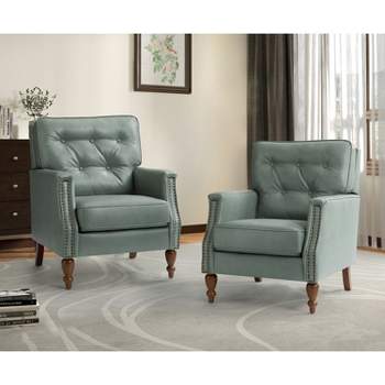 Set of 2 Francesco Transitional Vegan Leather Armchair for Bedroom and Living Room | KARAT HOME