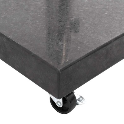 Granite Square Black Parasol Base with Stainless Steel Pole Holder
