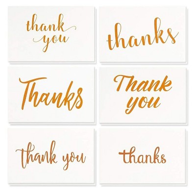 Best Paper Greetings 36-Pack Thank You Cards Bulk Set with Envelopes, 6 Gold Font Designs (4 x 6 Inches)