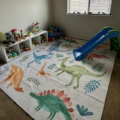 nuLOOM Eamon Dinosaur – Alfombra infantil lavable a máquina, 5 x 8  pulgadas, color blanco multicolor – Yaxa Colombia