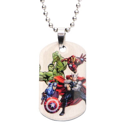 Men's Boys' Marvel Avengers Assemble Stainless Steel Dog Tag Chain Necklace (18")