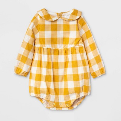 Image of Baby Girls' Gingham Bubble Long Sleeve Romper - Cat & Jack™ 0-3M