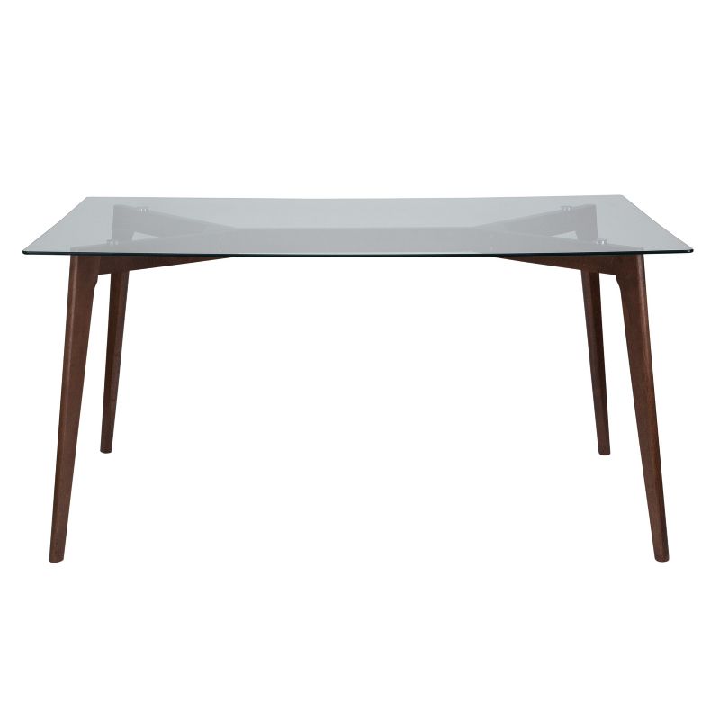 Merrick Lane Dining Table Rectangular 59" Glass Top Dining Room Table With Solid Beechwood Frame, 5 of 6