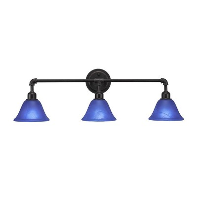 Toltec Lighting Vintage 3 - Light Vanity in  Dark Granite with 7" Blue Italian Shade