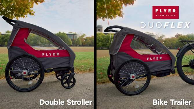 Radio Flyer Duoflex Bike Trailer to Stroller - Gray/Red/Black, 2 of 19, play video