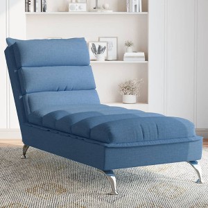 vidaXL Chaise Lounge with Cushions Blue Fabric - 1 of 4