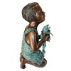Design Toscano New Friend, Boy with Frog Cast Bronze Garden Statue - 3 of 4