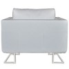 vidaXL Scandinavian-Modern Cube Armchair, White Leather Upholstered, Solid Wooden Frame with Chrome Feet, Comfort with High Tensile Pillow - 4 of 4
