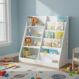Homy Casa Kids Bookshelf and Toy Storage Organizer with Open Shelves, White - 1 of 4