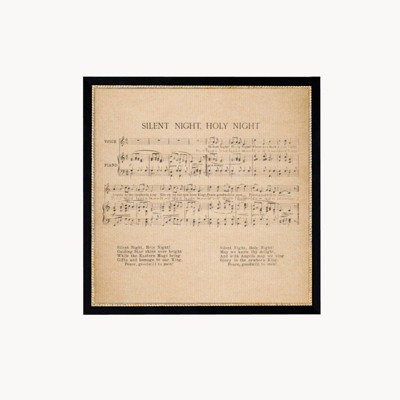 15" x 15" Silent Night Sheet Music Black with Gold Dot Frame Wall Canvas - Petal Lane