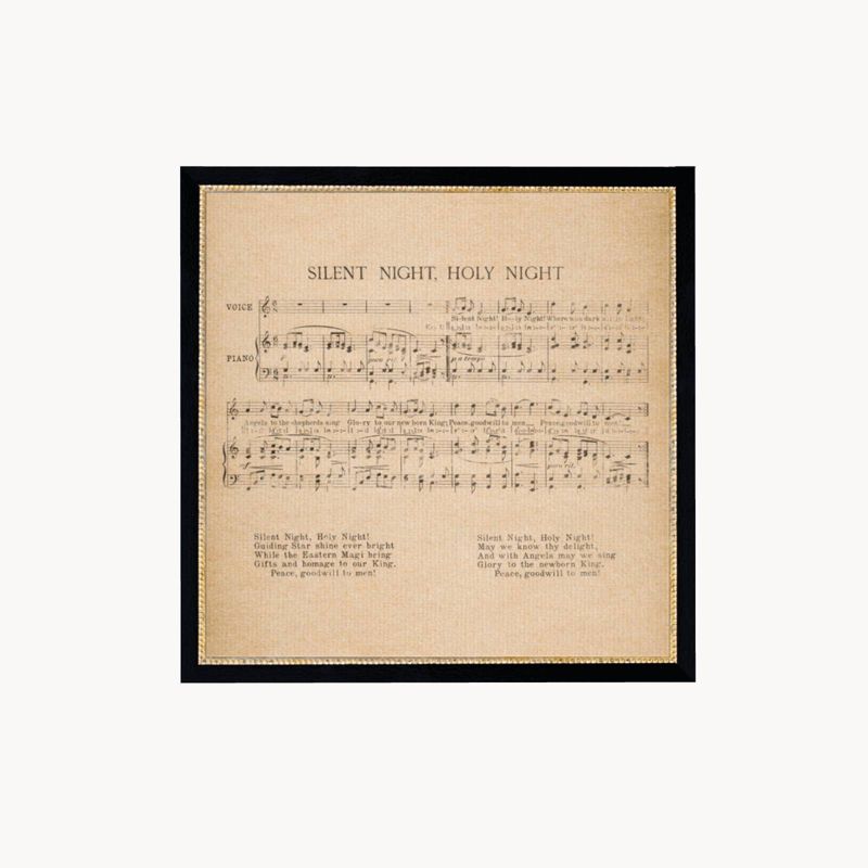 15&#34; x 15&#34; Silent Night Sheet Music Black with Gold Dot Frame Wall Canvas - Petal Lane, 1 of 5