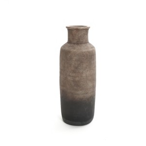 LuxenHome Ceramic Floor Vase,19'' Brown Ombre Terracotta Rustic Pottery Large Vase, Farmhouse Narrow Flower Vase for Living Room Home Decor - 1 of 4
