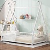 Twin/Full Size Metal Platform Bed with Triangle Structure and Guardrail-ModernLuxe - 2 of 4