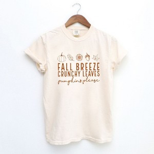 Simply Sage Market Women's Fall Breeze Crunchy Leaves Short Sleeve Garment Dyed Tee - 1 of 4