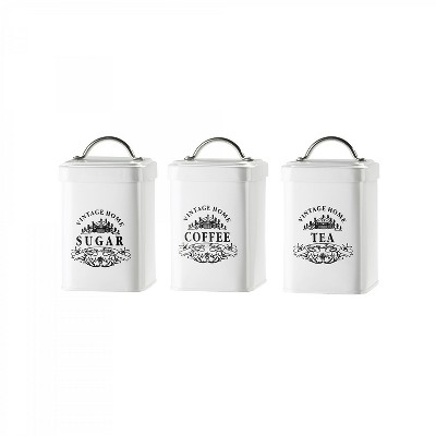 Amici Home Vintage Home Metal Canister 36oz Assorted Set Of 3 Coffee Tea Sugar Target