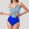 Anna-Kaci Swim Women's Knot Front Bikini Top and High Waist Abstract Print Bottom Two-Piece Swimsuit - 3 of 4