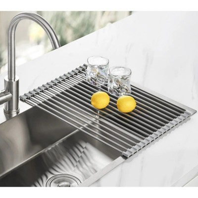 LunaLulinlk 17.7" x 12.5" Roll Up Dish Drying Rack Over Sink Drying Rack Sink Cover Kitchen Sink Accessories Gadget Multipurpose Organizer Foldable