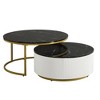 Grungis Nesting Coffee Table Set with Storage Drawer,2-Piece Side Modern Round Fluted Table Combo for Living Room - 3 of 4