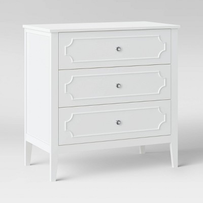 Chloe Regency White Crystal-Knobbed Nursery Dresser