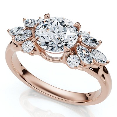 Pompeii3 Certified 1 1/4ct Feather Diamond Accent Ring 14k Gold or Platinum Lab Created