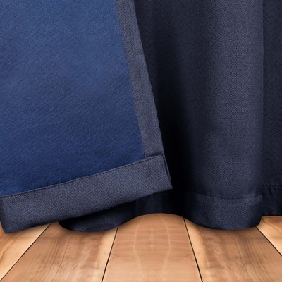 Navy Blue Linen-Inspired Blackout Window Panel Set, 42" x 96"