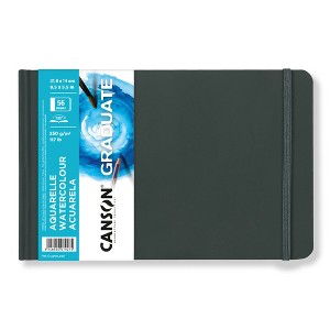 Canson Graduate Watercolor Art Book, Hard Cover Binding, 28 Sheet, 8.5x5.5 inch, 1 Count - 1 of 4