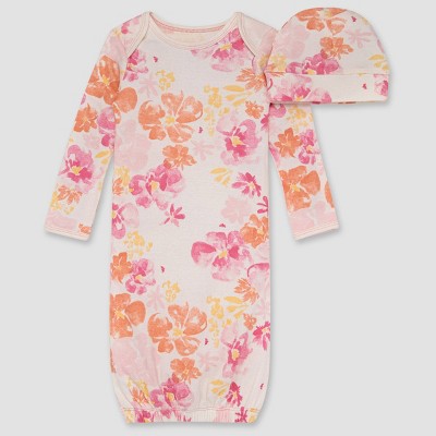 Burt's Bees Baby® Baby Girls' Sunset Bloom NightGown with Cap - Rose Pink