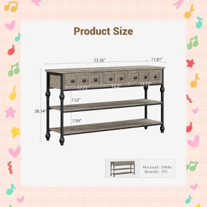 Garvee 3 Tier Entryway Table, Console Table with 3 Storage Drawers, 52" Industrial Metal Sofa Table, Behind Couch Table, Grey - 1 of 4