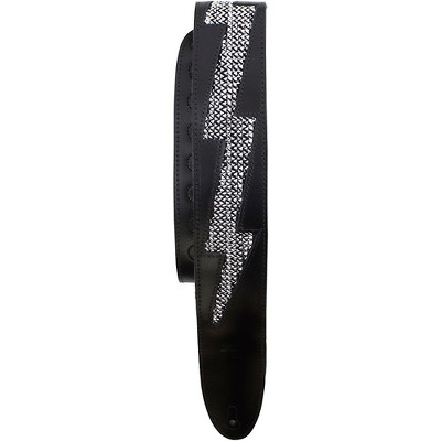 Perri's Metallic Lightning Bolt Leather Guitar Strap Black 2.5 in.