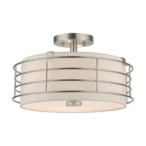 Livex Lighting Blanchard 3 - Light Semi-Flush Mount in  Brushed Nickel - 1 of 4