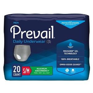 Prevail Daily Underwear Disposable Underwear Male Pull On with Tear Away Seams Small / Medium, PUM-512/1, Maximum, 80 Ct - 1 of 3