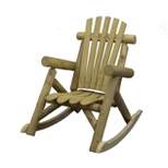 Lakeland Mills Country Easy to Assemble White Cedar Wood Log Outdoor Porch Patio Contoured Seat Rocking Chair Furniture, Natural