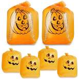 Juvale Pumpkin Halloween Leaf Bag 6 Pack - Small & Medium Sized Pumpkin Trash Bags , Fall Lawn Decoration