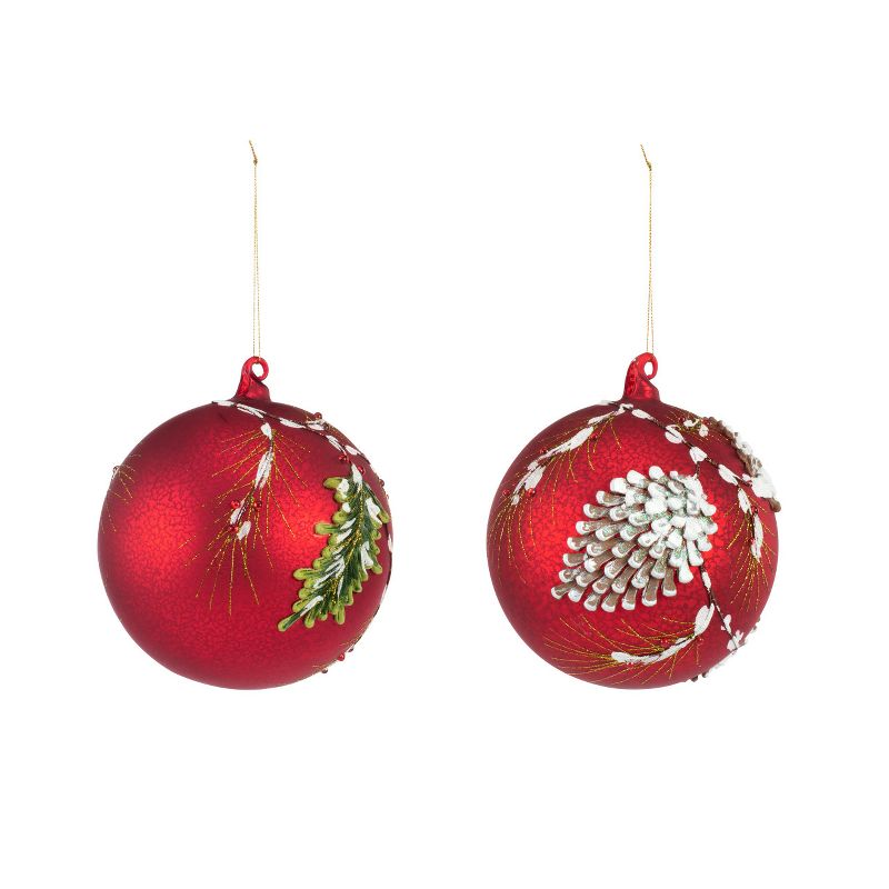 DEMDACO Oversized Red Holly Blown Glass Ornaments - 2 Assorted, 3 of 6
