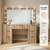 AMERLIFE Makeup Vanity Desk with Mirror & LED Lights, Drawers, Tempered Glass Top, Charging Station, Modern Bedroom Dressing Table - 4 of 4