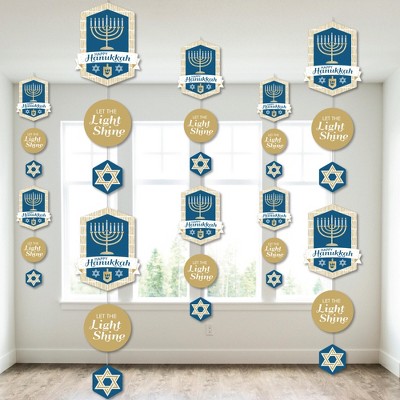 Big Dot of Happiness Happy Hanukkah - Chanukah Holiday Party DIY Dangler Backdrop - Hanging Vertical Decorations - 30 Pieces