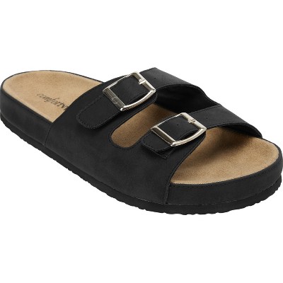 Comfortview Women's Wide Width The Sylvia Soft Footbed Thong Sandal - 8 W,  Black : Target