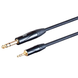 Monoprice On Tour Cables - 6 Feet - Black | 1/4in TRS Male to 1/8in 3.5mm TRS Male Connector, 24AWG, For Speakers, Amplifiers, Laptop, Guitar, Piano - 1 of 4