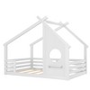 Sapphtopaz House Floor Bed Frame for Kid with Roof & Window Solid Wood Platform Bed with Fence for Kids Bedroom, Playroom, Nursery, Black - 4 of 4