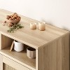 2 Set Rattan Sideboard Buffet Cabinets - 2-Door Storage with Shelf, Modern Dining Room, Living Room, Entryway - 3 of 4