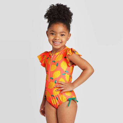 girls orange swimsuit